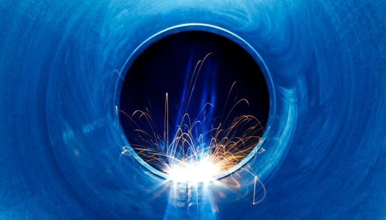 Orange sparks in blue pipe - RA-ESG