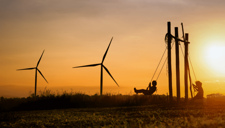 Windmills and swing with sunset - RA-ESG